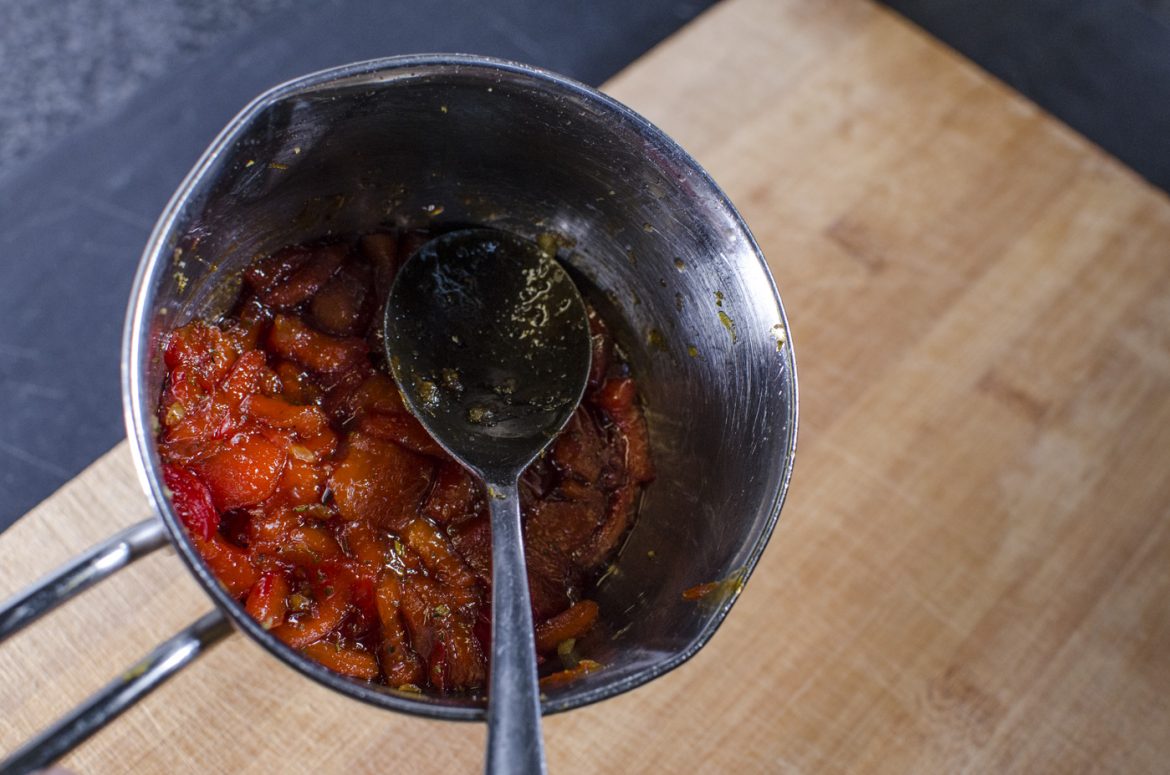 Auberginenragout mit Paprikamarmelade